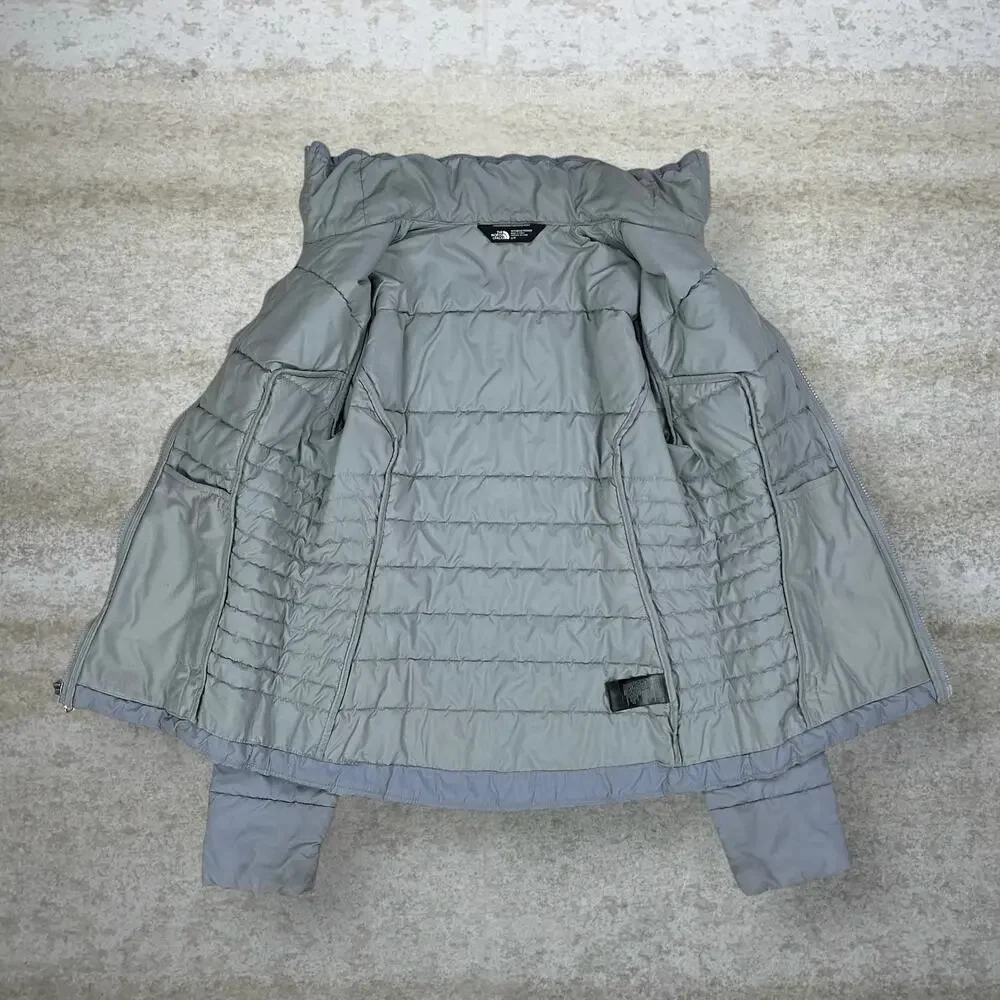 Vintage Y2K The North Face Puffer Jacket Womens S Light Grey Polyester Full Zip - Picture 2 of 4